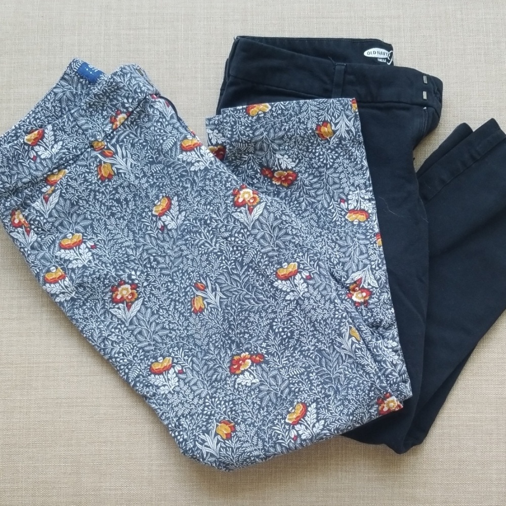 Set of 2 Mid Rise Printed/Solid Pixie Ankle Pants